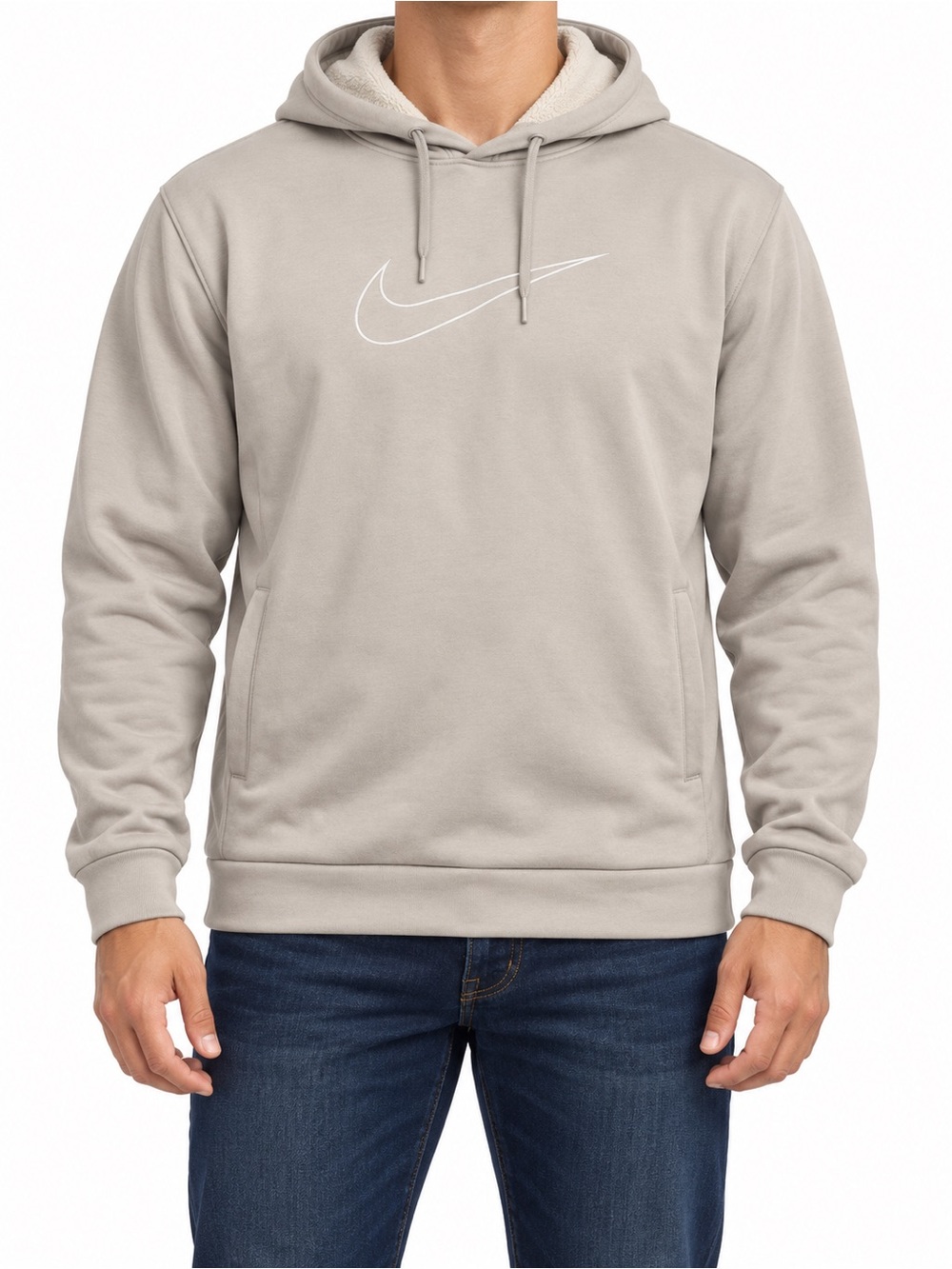 Nike Tan Outline Swoosh Pullover Hoodie | Size Medium